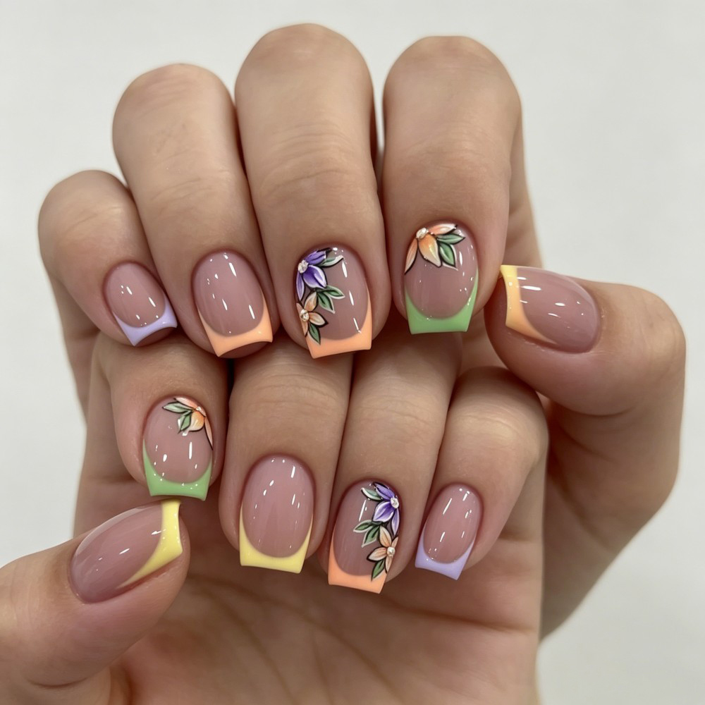 24Pcs Pink Floral French Tip G - đánh giá và giá Pressed Flower Art