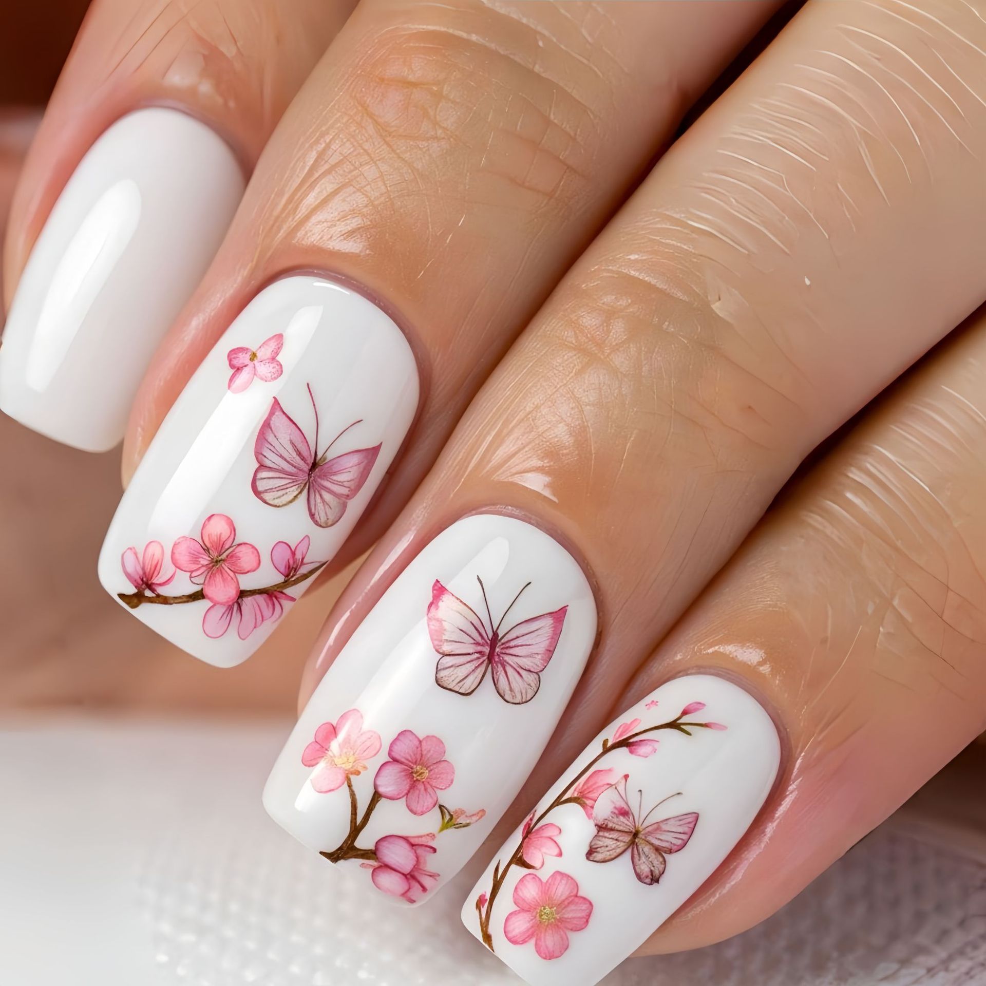 Medium Fake Nails for Women Gi - đánh giá và giá Pressed Flower Art