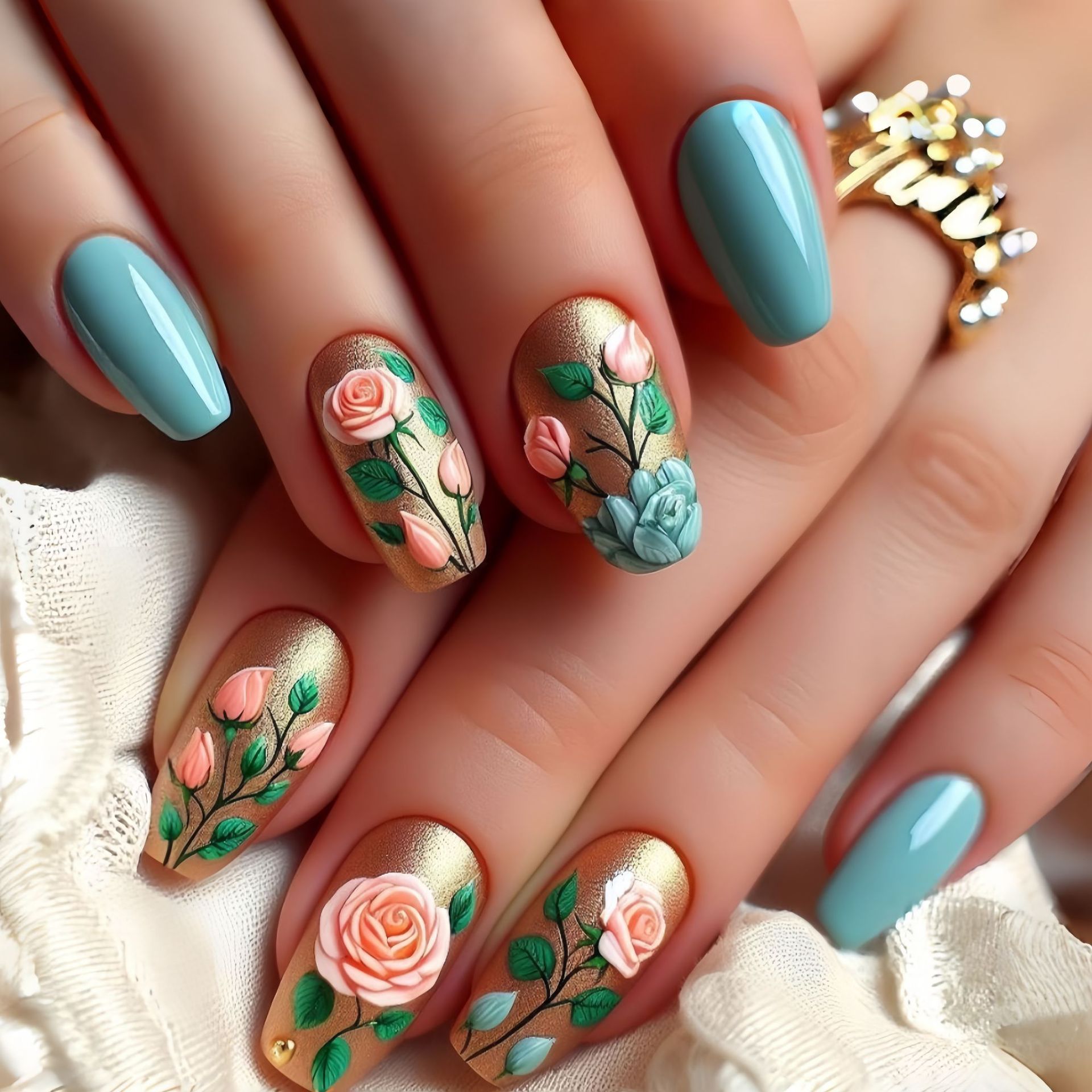 Medium fake nails for women gi - đánh giá và giá Pressed Flower Art